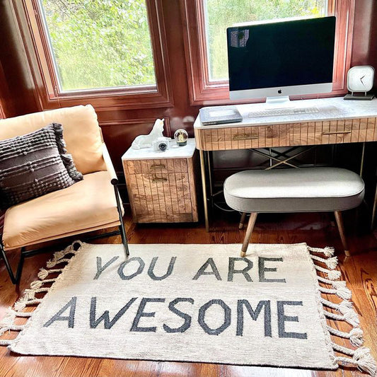 You Are Awesome Rug - Body Positive Affirmation Quote - Wool