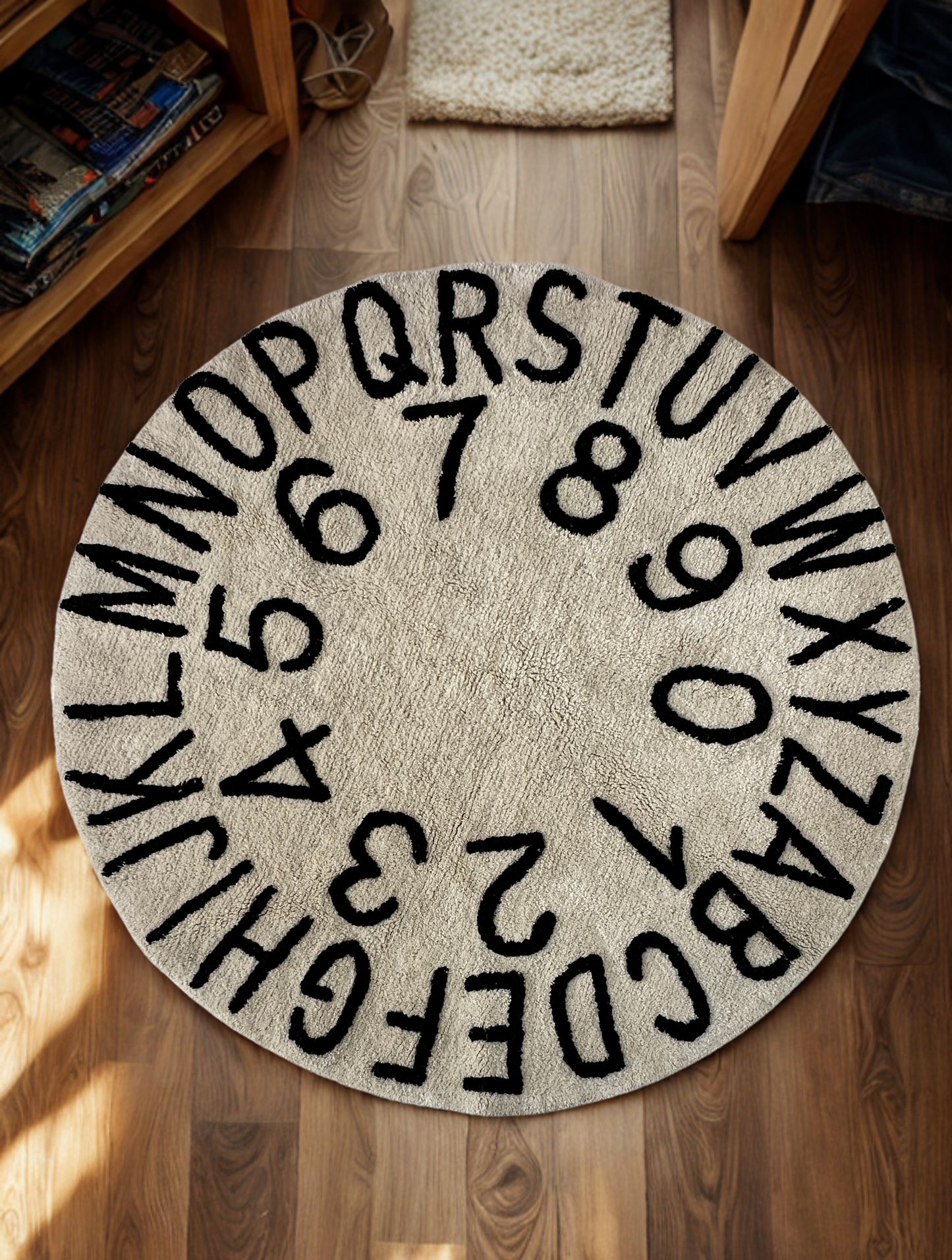 Handmade organic cotton abcd kids rug 4x4 ft
