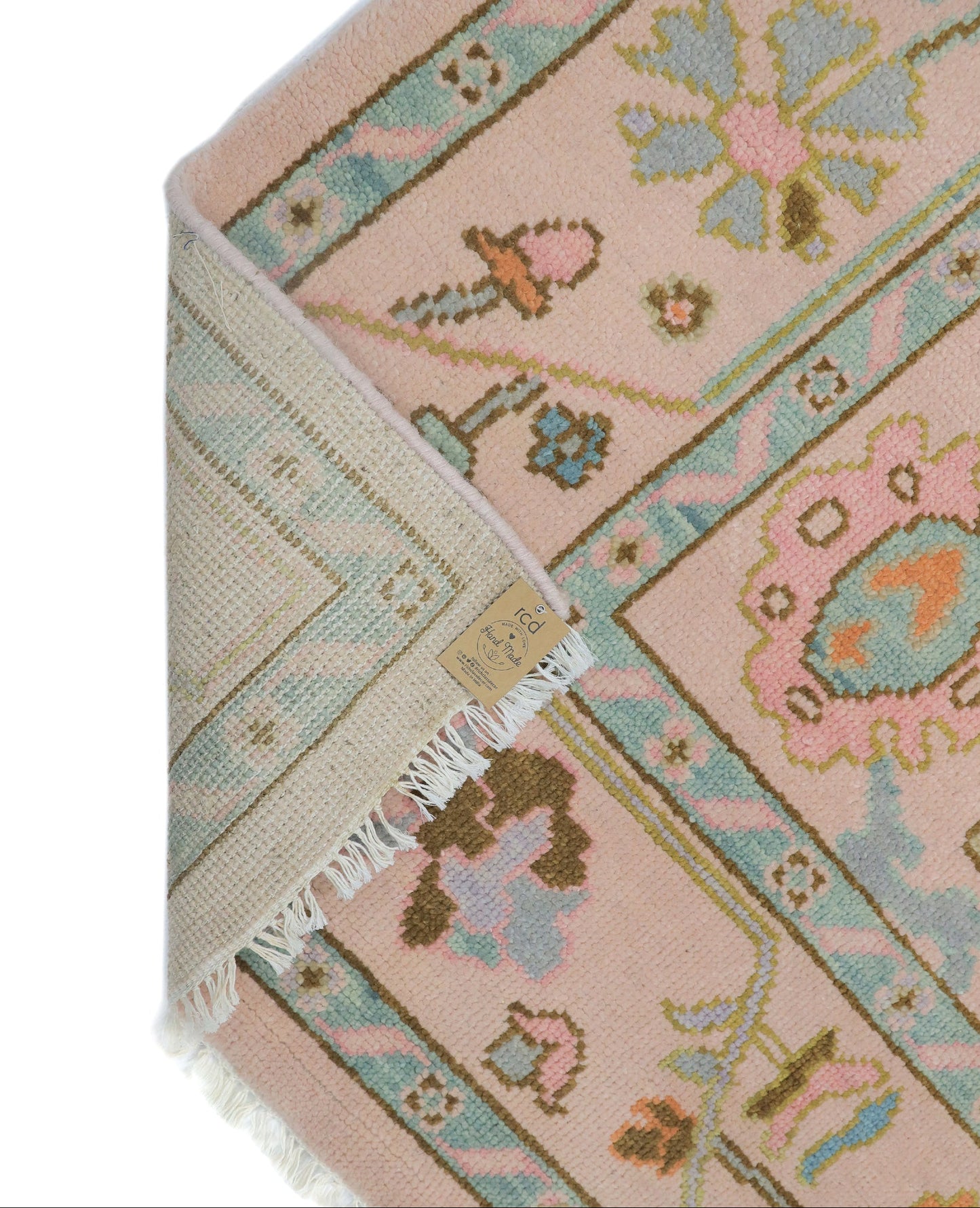 hand Knotted Oushak Pink