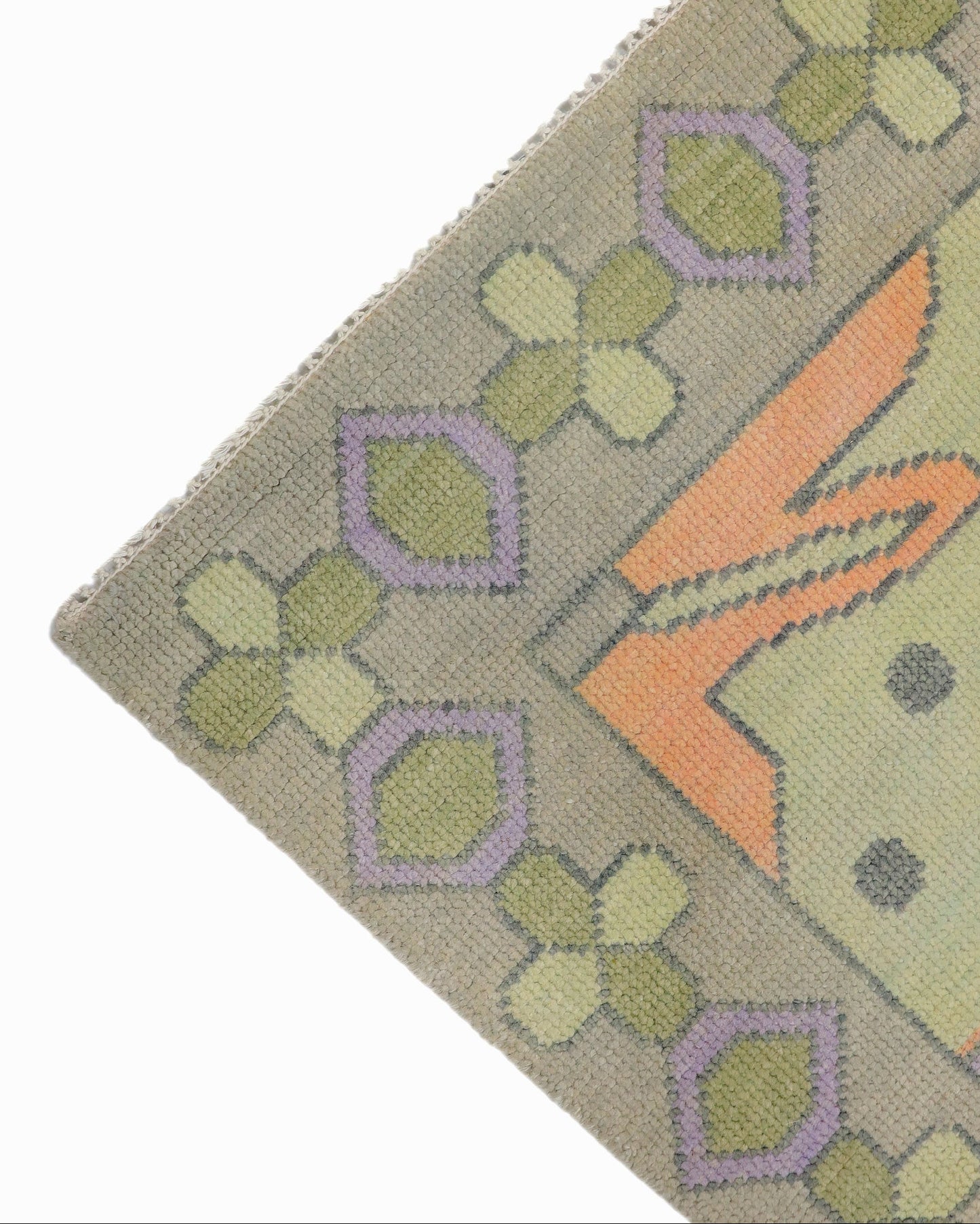 Hand Knotted Oushak Orange Rug