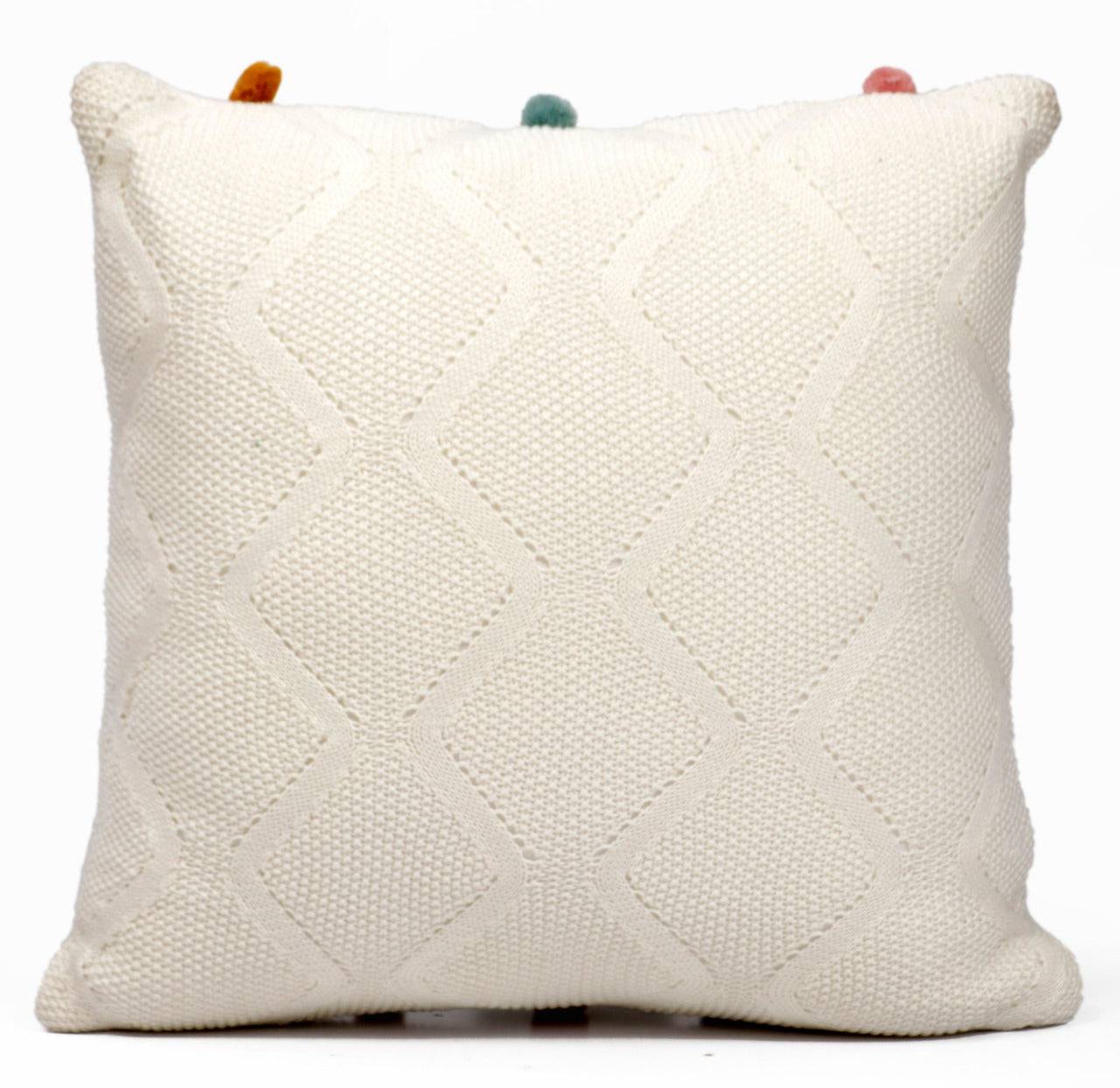 Pom Pom pillow with Filler - Cotton - Back
