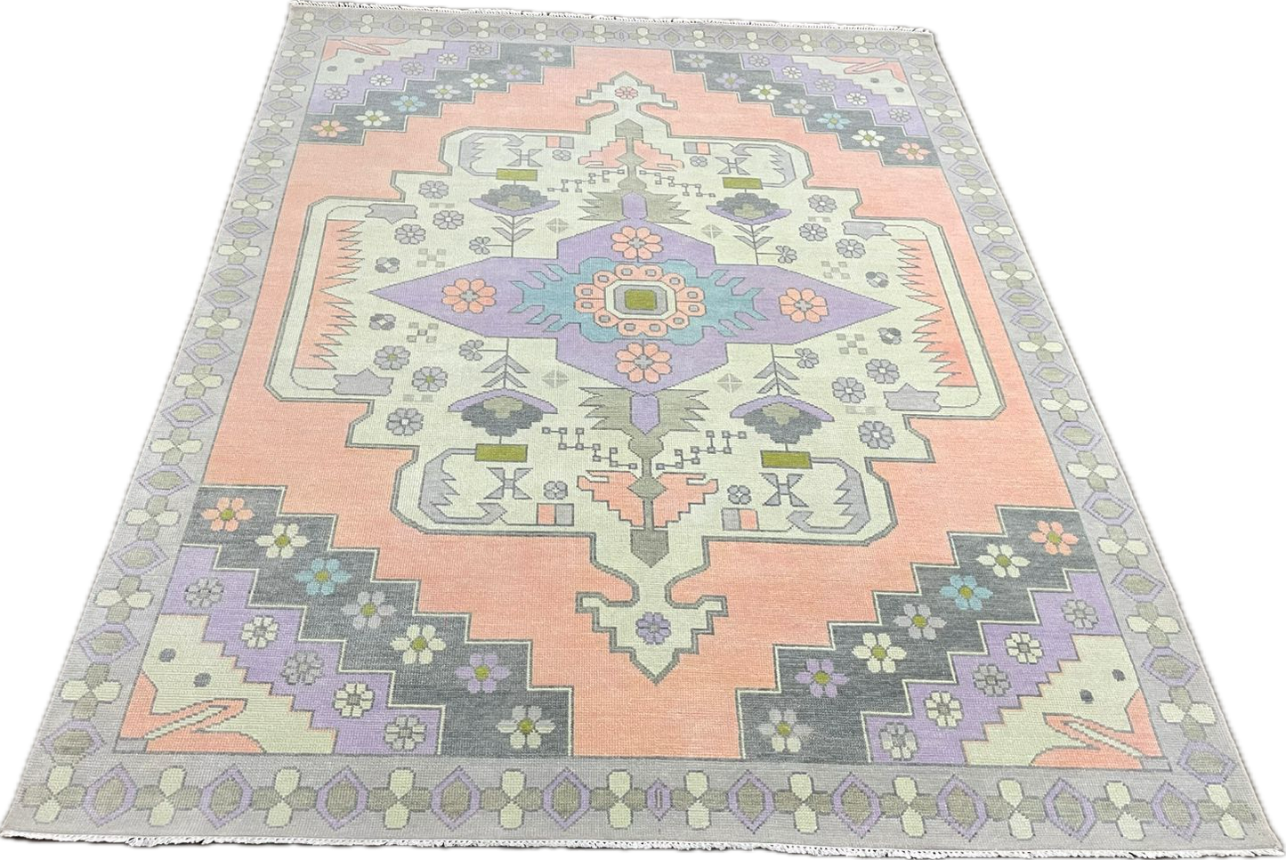 Hand Knotted Oushak Orange Rug