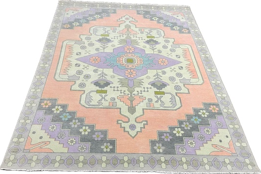 Hand Knotted Oushak Orange Rug