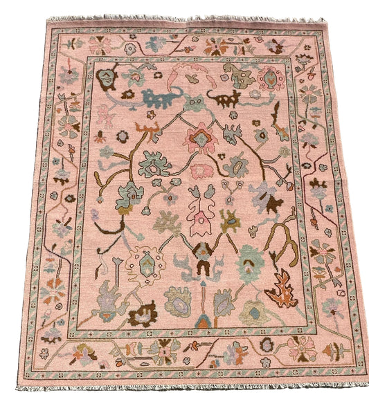 hand Knotted Oushak Pink