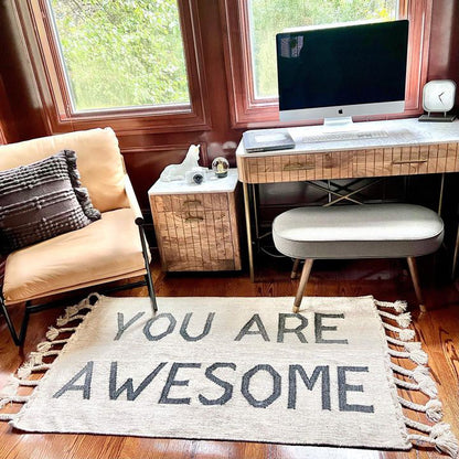 You Are Awesome Rug - Body Positive Affirmation Quote - Wool