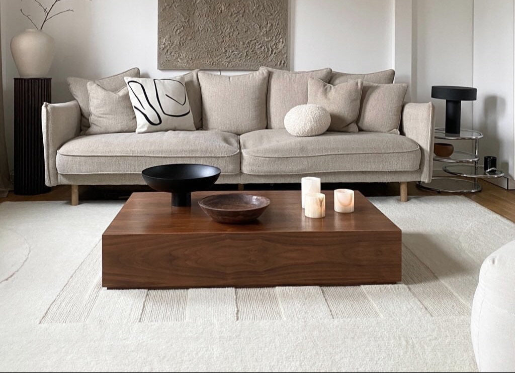 Washable wool rug in cozy living room setting