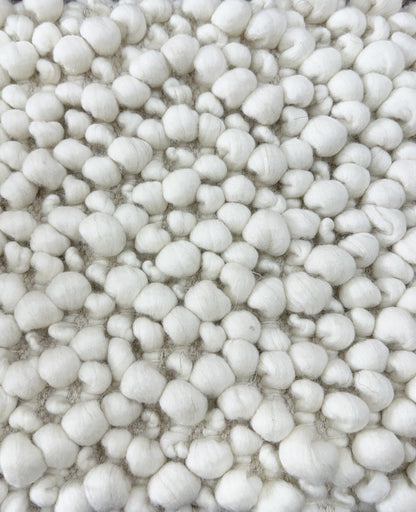 close up of boucle new zealand wool rug