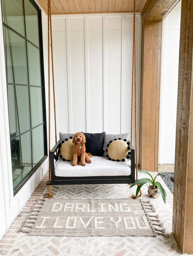 Finished inspirational quote rug