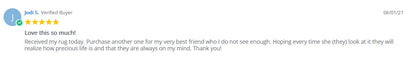 a happy client feedback about how he is loving her rug