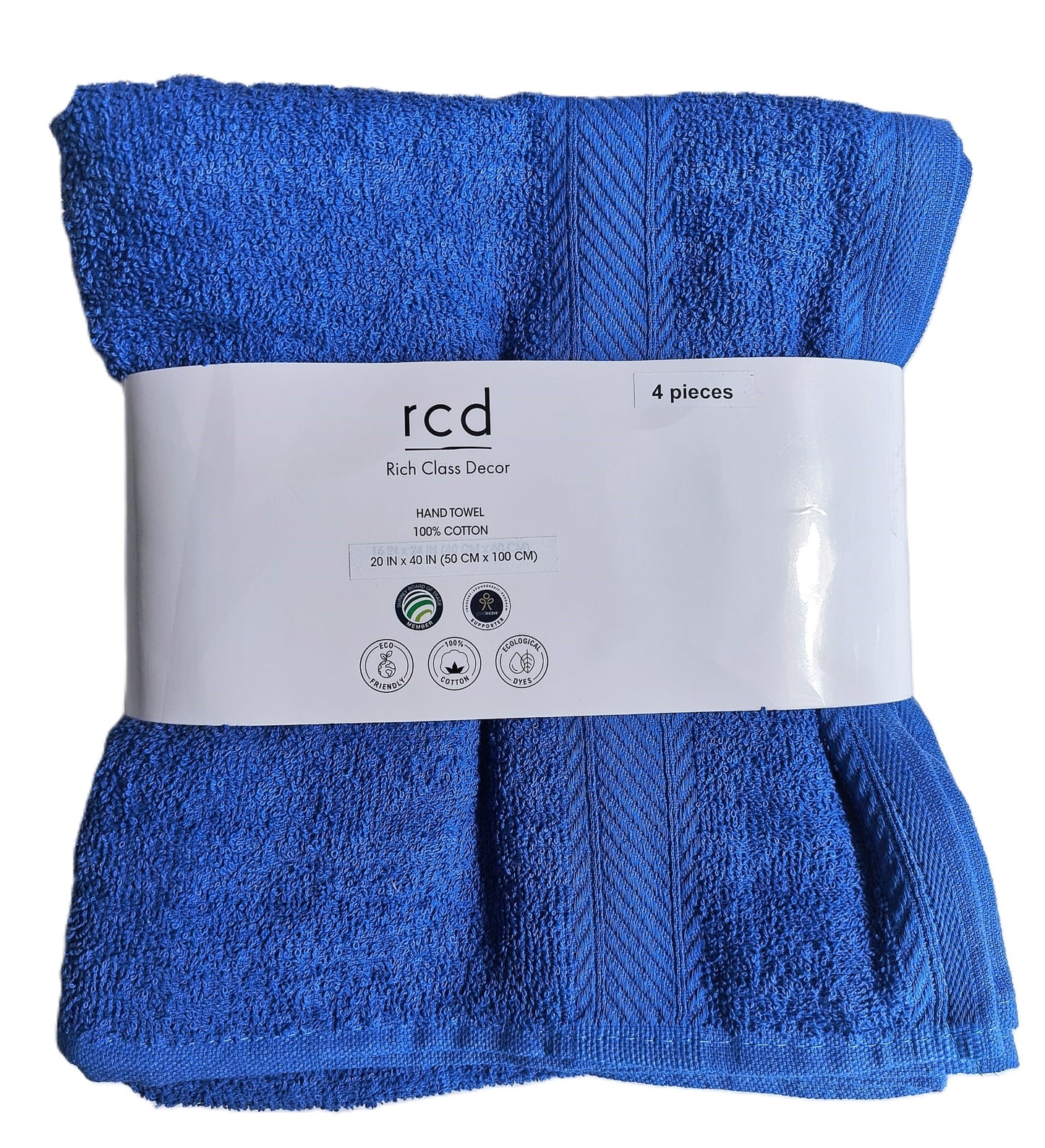 set of 4 cotton towels in blue color by rich class decor  