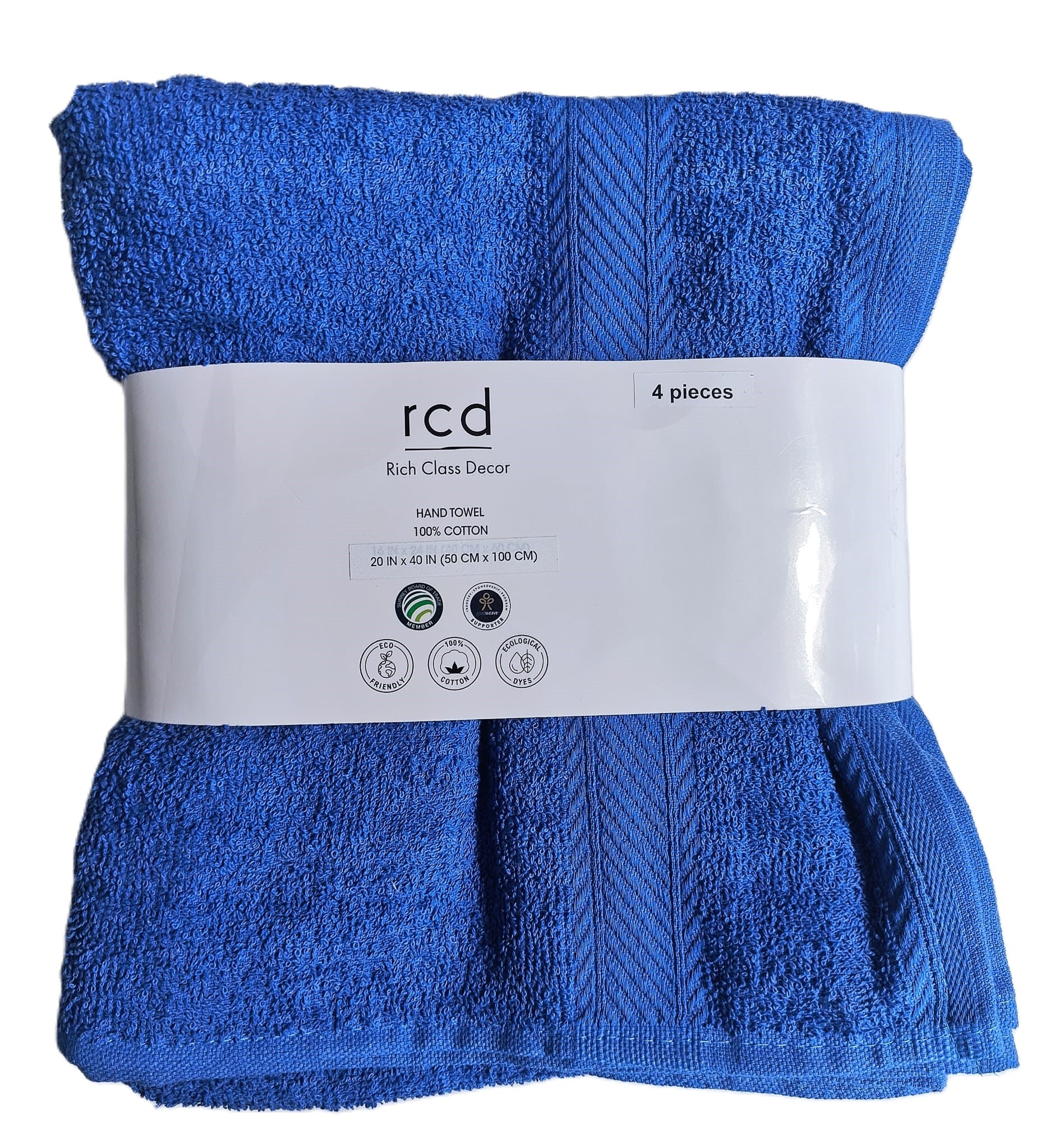 set of 4 cotton towels in blue color by rich class decor  