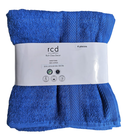 set of 4 cotton towels in blue color by rich class decor  