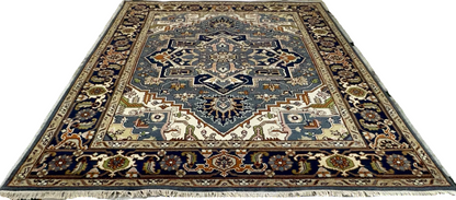 Hand Knotted Heriz Navy Rug