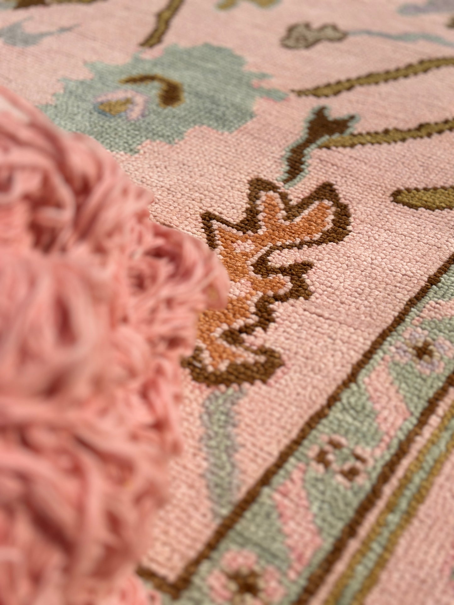 hand Knotted Oushak Pink