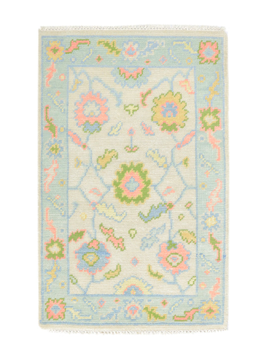 Mini Handknotted Oushak Runner Rug 2x3