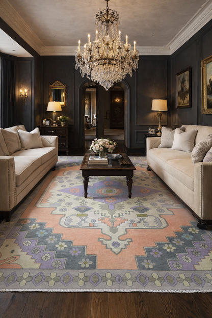 Hand Knotted Oushak Orange Rug
