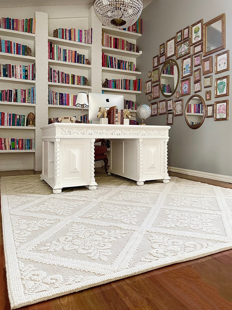 Designer "Crystal" Pure Wool Eco-friendly Handmade Elegant Rug - Wool - Office