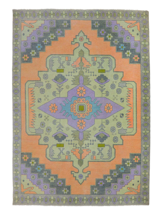 Hand Knotted Oushak Orange Rug