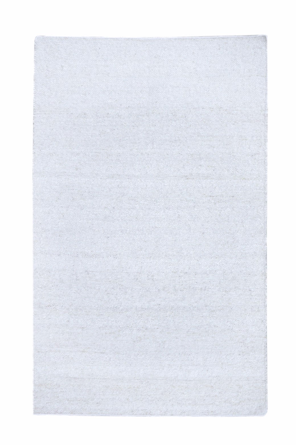 full shot of handknotted white boucle flatweave rug