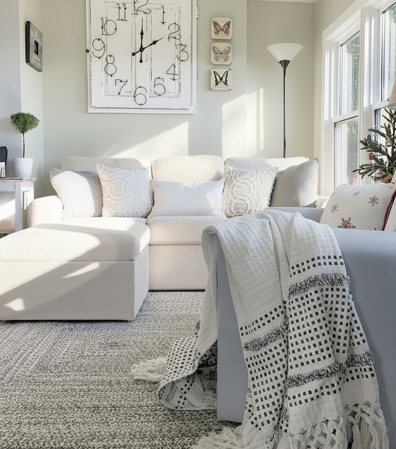 Wool Rug - Nordic White Granite in living room