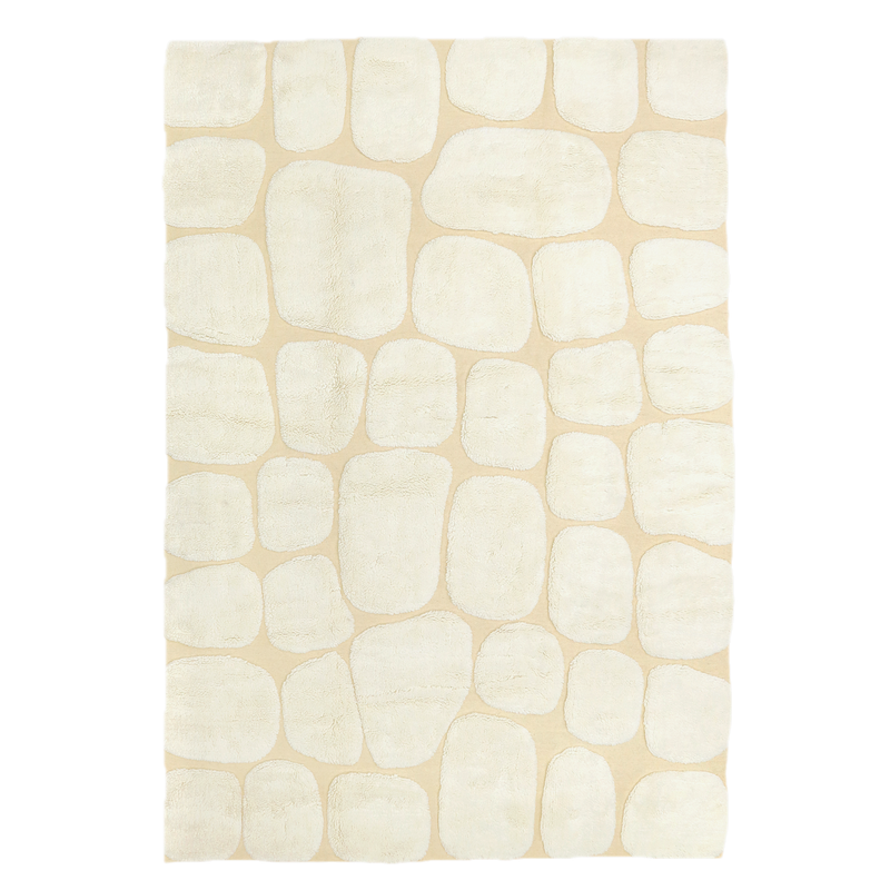 Light Beige luxurious moroccan berber Ivory area rug with a stone pattern on a white background
