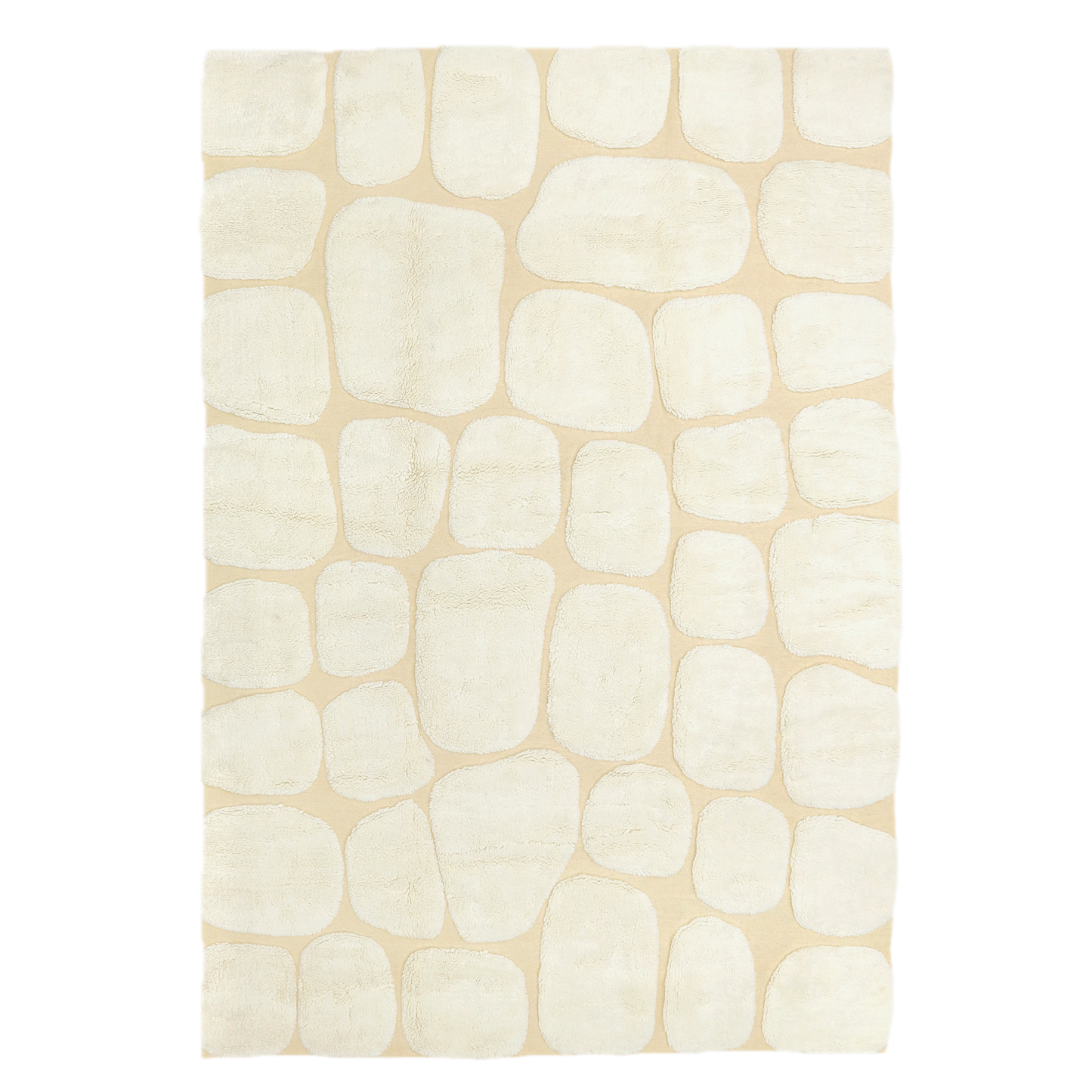 Light Beige luxurious moroccan berber Ivory area rug with a stone pattern on a white background