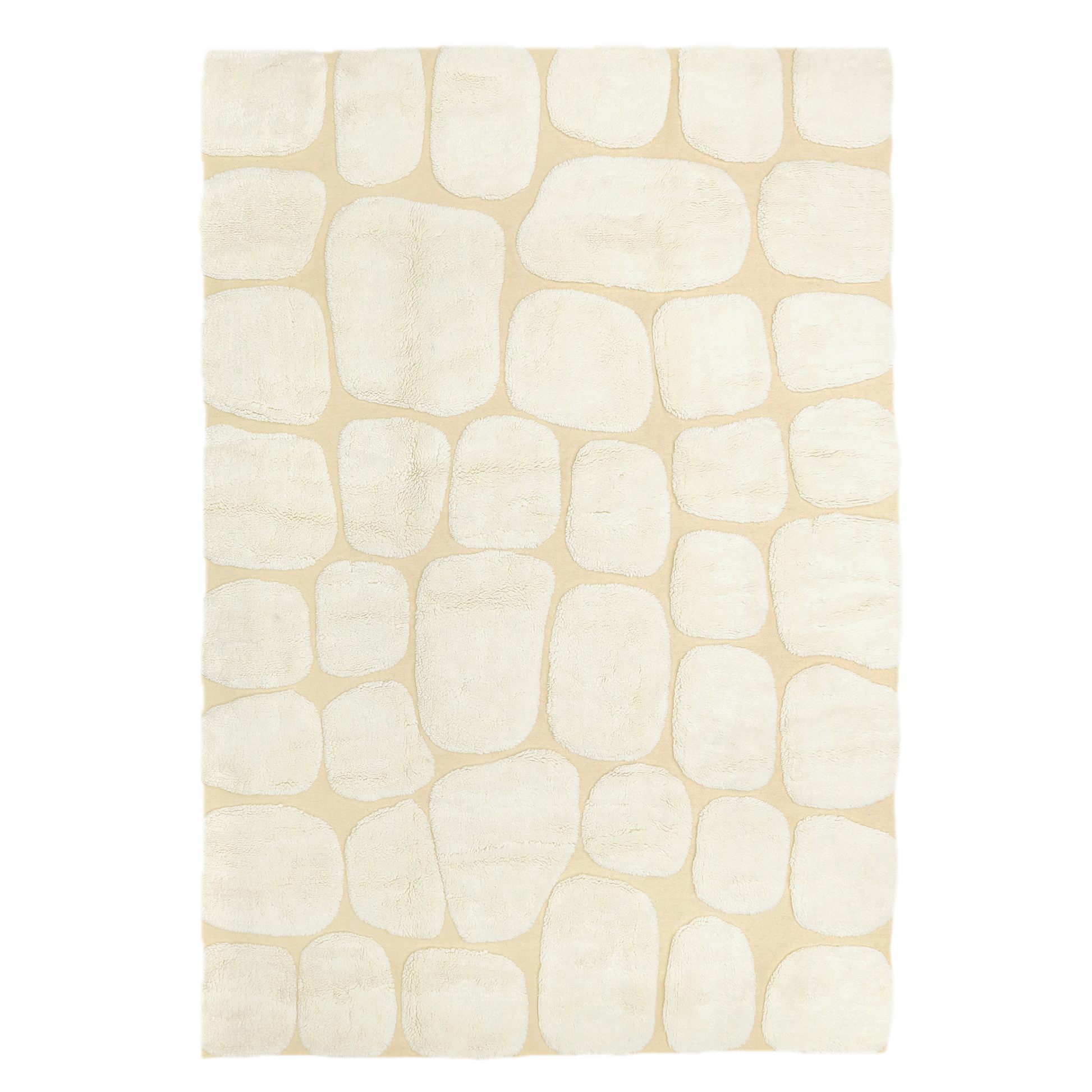 Light Beige luxurious moroccan berber Ivory area rug with a stone pattern on a white background