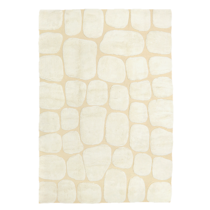 Light Beige luxurious moroccan berber Ivory area rug with a stone pattern on a white background