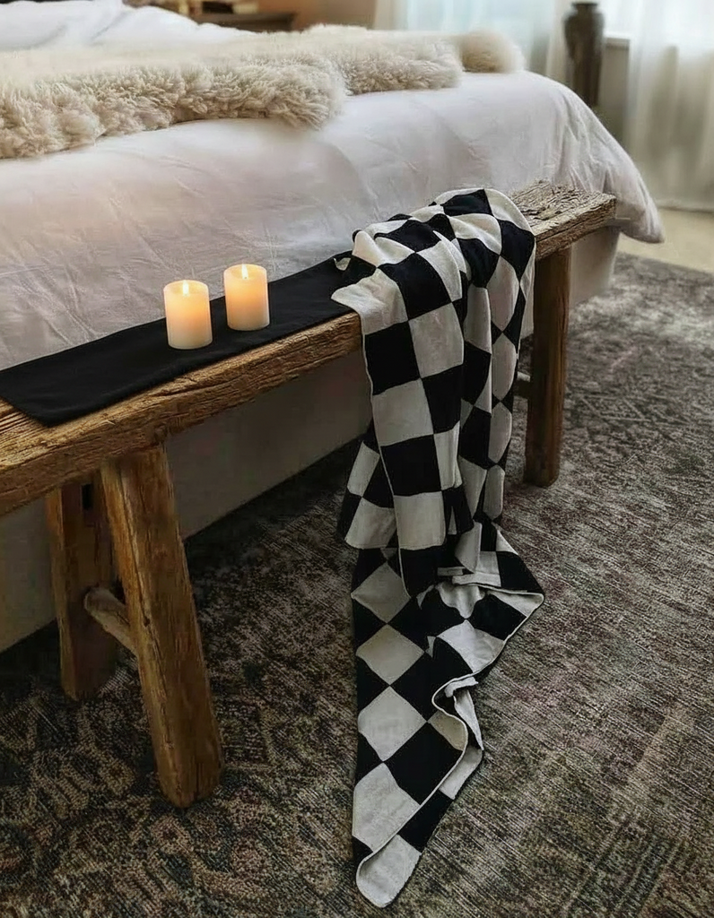 Monochrome Blanket - Larger Red Badge