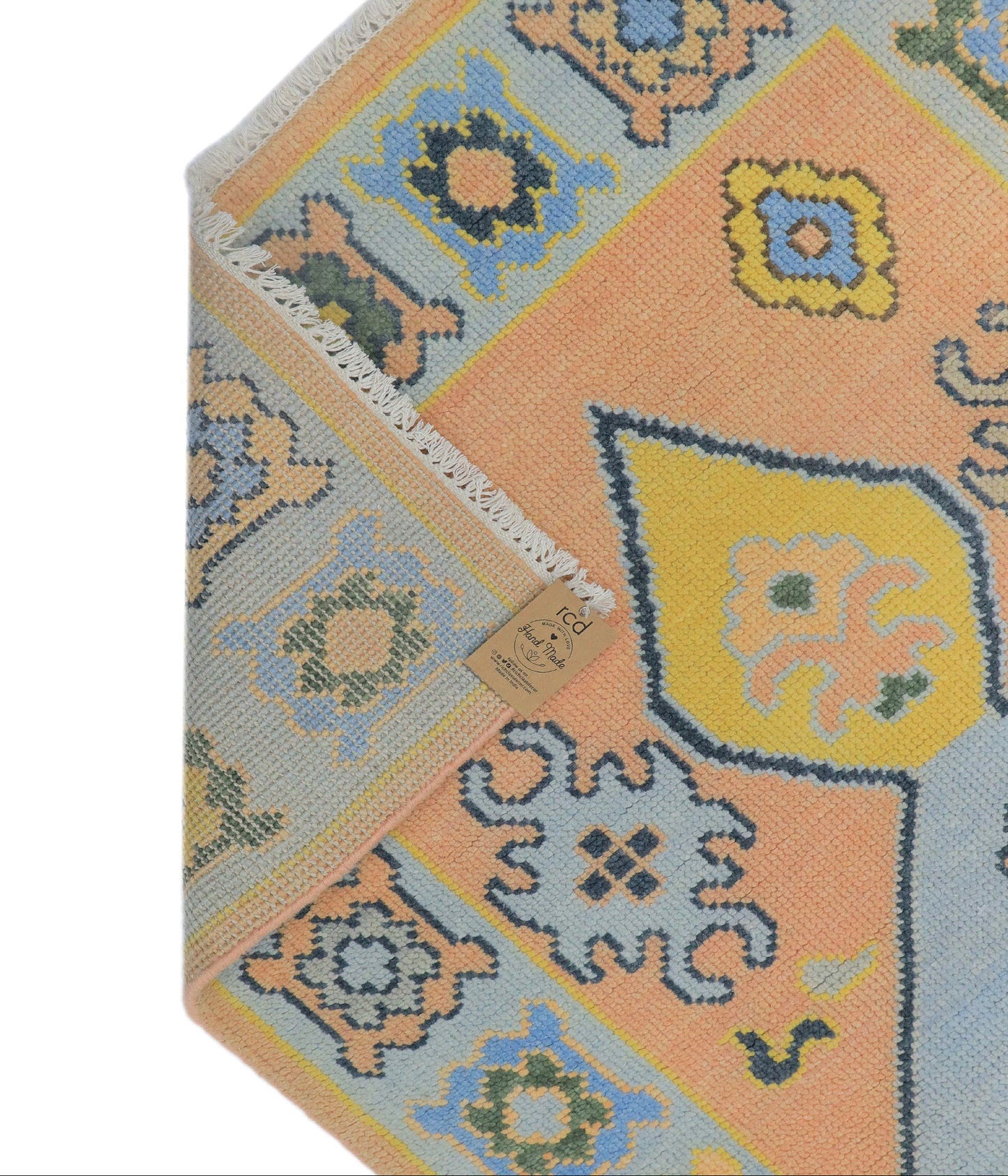 Maya Hand Knotted Oushak Peach Runner