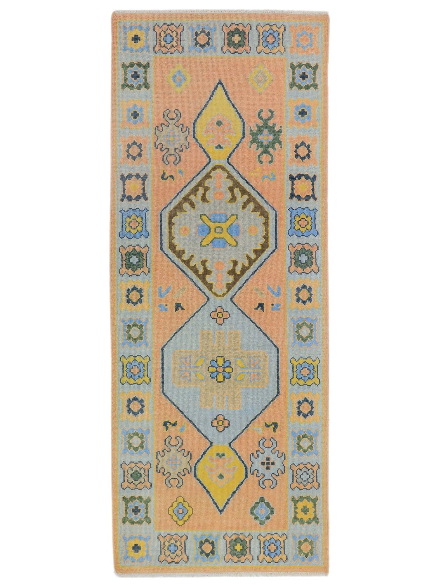 Maya Hand Knotted Oushak Peach Runner