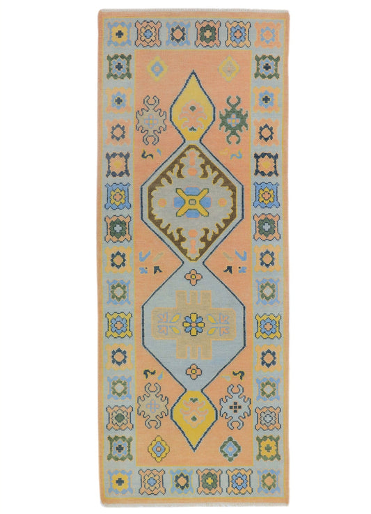 Maya Hand Knotted Oushak Peach Runner
