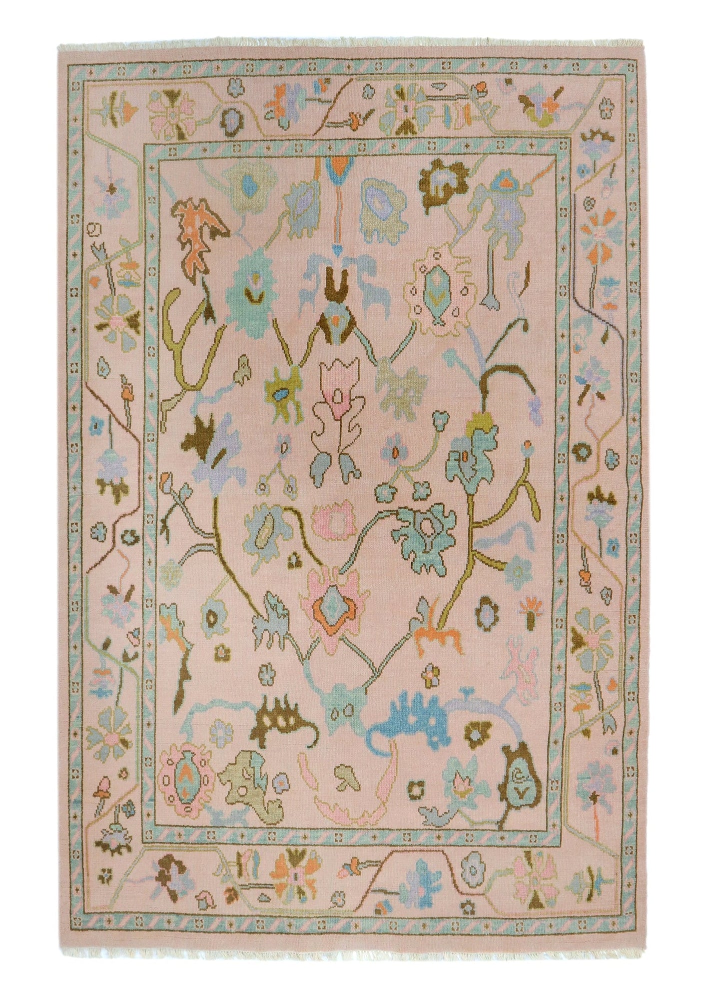 hand Knotted Oushak Pink