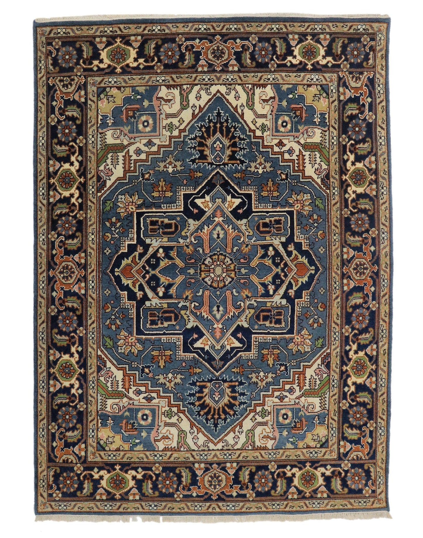 Hand Knotted Heriz Navy Rug