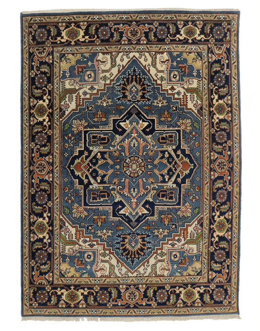 Hand Knotted Heriz Navy Rug