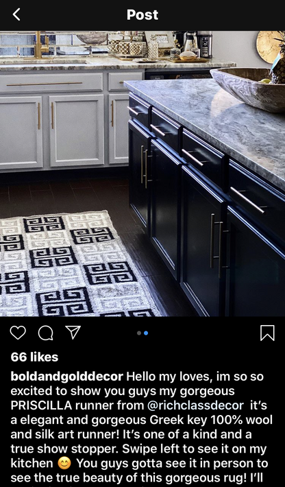 priscilla rug styled by interior designer in her kitchen
