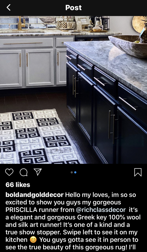 priscilla rug styled by interior designer in her kitchen