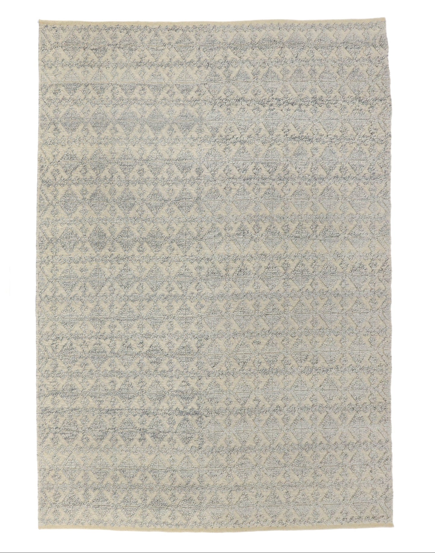 Handwoven Organic Wool Geometric Area Dale Rug – Grey & Natural Beige | Rich Class Decor