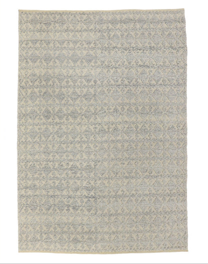 Handwoven Organic Wool Geometric Area Dale Rug – Grey & Natural Beige | Rich Class Decor