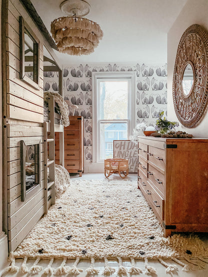 Holly Polka Dot New Zealand Wool Rug in nursery room
