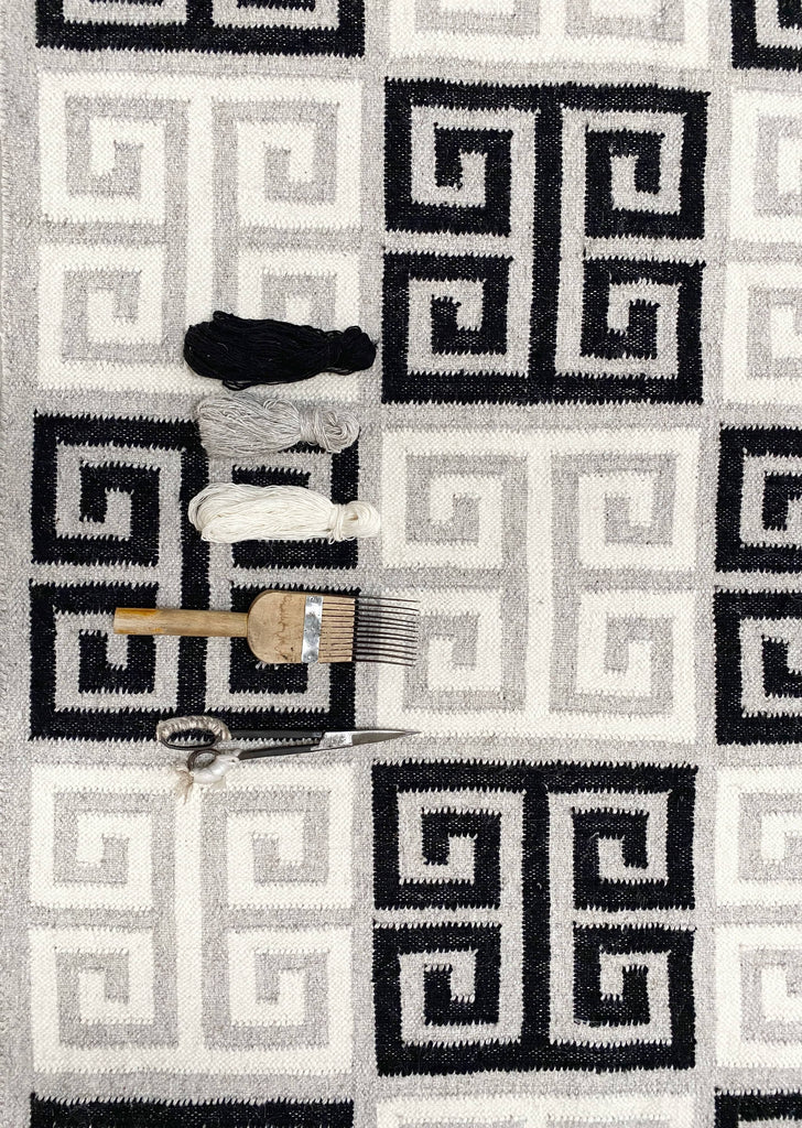 close up shot of priscilla handwoven flatweave rug