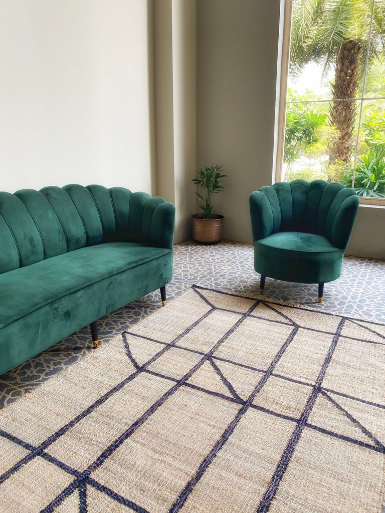 handwoven addison jute rug in living room