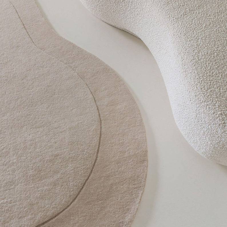 close up of bean shape rug