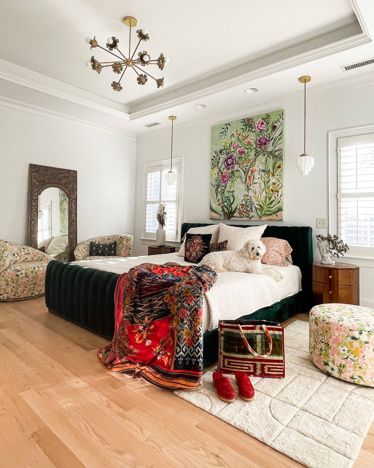 Luxurious cotton runner with anti-slip in bedroom
