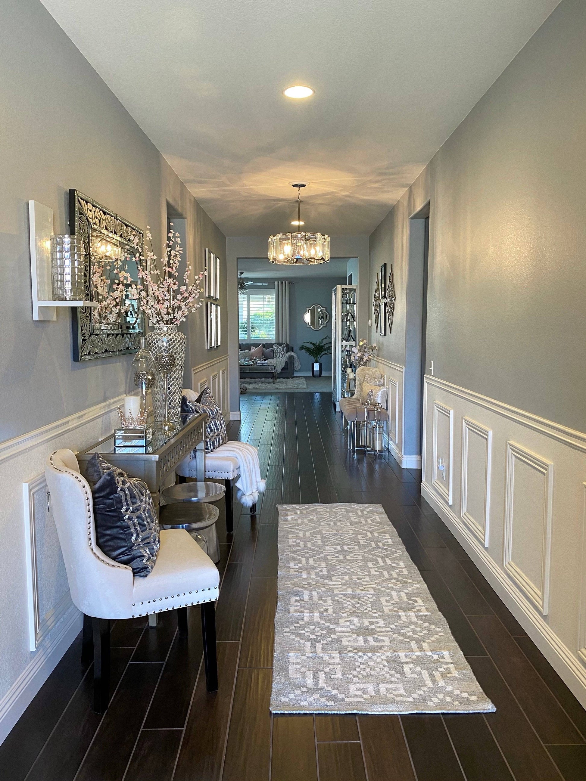 [hallway runner], [grey rug] [Area Rug] [Washable Rug] [Rich Class Decor] 
