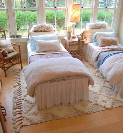 Natalie wool boho style Rug in guest bedroom